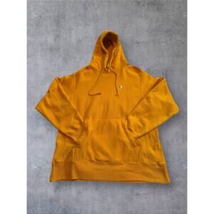 Vtg Champion Reverse Weave Hoodie Womens Large Yellow Pullover Sweatshirt
